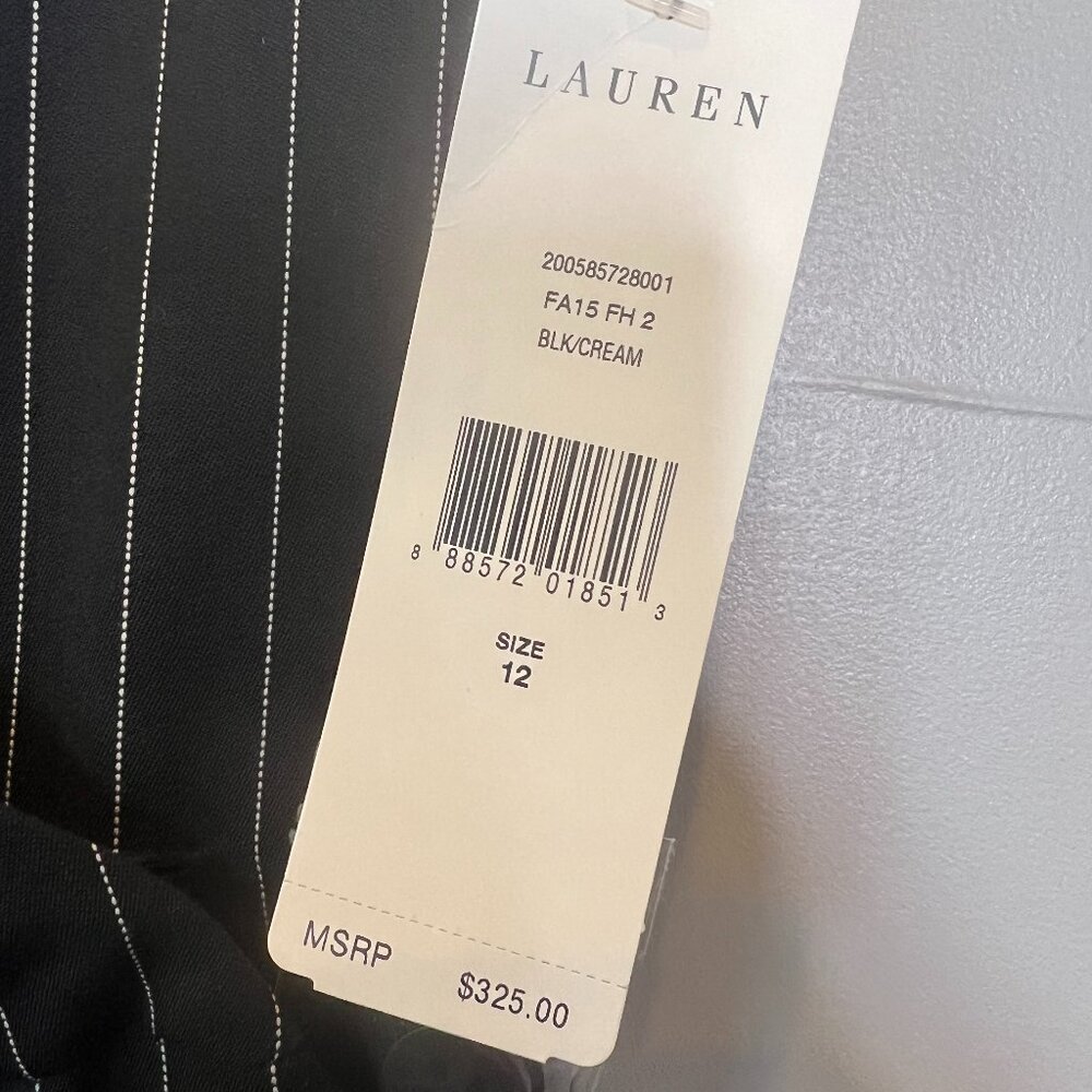 NWT Ralph Lauren Black/Cream Pinstripe Pant Jumpsuit Sz 12-Gorgeous/Classic - Picture 9 of 10